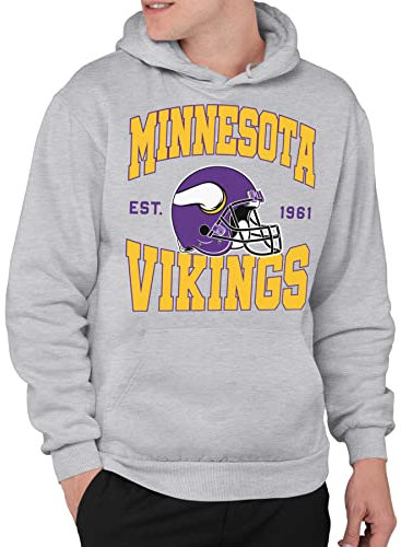 Junk Food Clothing x NFL - Team Helm - Pro Football Erwachsene Pullover Kapuzen-Fleece Sweatshirt für Damen und Herren - Grau