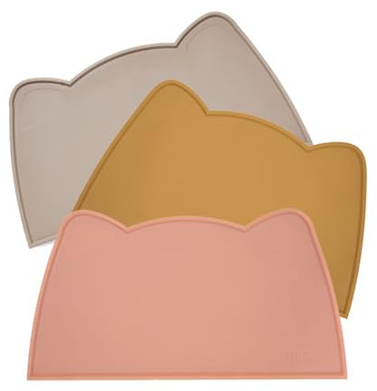 OHMO Petit Tapis Gamelle Chien et Chat, (46 * 25cm, Rose Corail), Tapis de Plateau Gamelle de Nourriture Antidérapant pour Chat et Chien