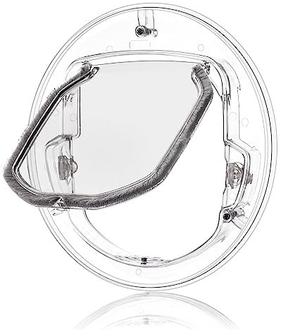 Tbest Chatière Double Vitrage Ronde pour Chat - Porte Verrouillable À 4 Voies pour Fenêtre - Petite Porte pour Animaux De Compagnie