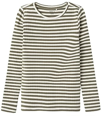 NAME IT Mädchen Nkfsuraja XSL Ls Top Noos, Deep Lichen Green/Pattern:Stripe, 116