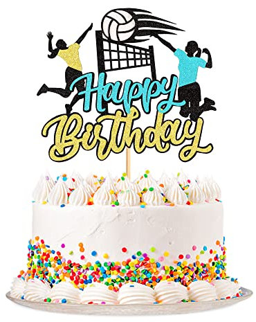 Blumomon 1 pezzo di pallavolo Happy Birthday Cake Topper Sport Tema Pallavolo Decorazione per Torta per Bambini Ragazzi Ragazze Uomini Donne Compleanno Party Supplies