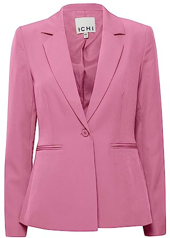 ICHI IHLEXI BL Damen Blazer Kurzblazer Jacke Ein-Knopf-Blazer mit Stretch und Reverskragen, Größe:42, Farbe:Super Pink (172625)