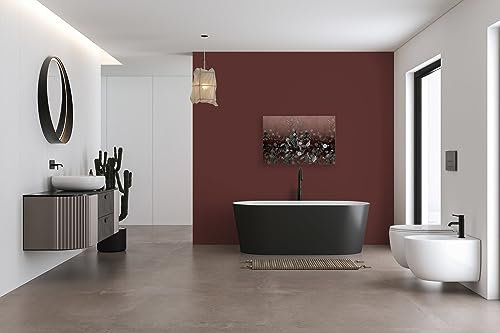 A.S. Création Leinwandbild Pfauen Garten mit Blüten in Altrosa - Kunstdruck Rosa Rot - 90x60 cm Querformat - Moderne Wanddekoration Schlafzimmer Wohnzimmer - Bild auf Keilrahmen