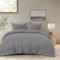 Dreamzie - Housse de Couette 220x240 avec 2 Taies Oreiller 65x65 - Parure de Lit Adulte 3 pièces en Microfibre Douce Anthracite - Certifiée Oeko-Tex