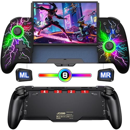 HASACOOL Wireless Switch Controller for Switch/OLED,One-Piece Hall Effect Switch Pro Controller Joycon,Handheld Ergonomic Design/6-Axis Gyro/Programmable/Motion Control/Vibration/Turbo