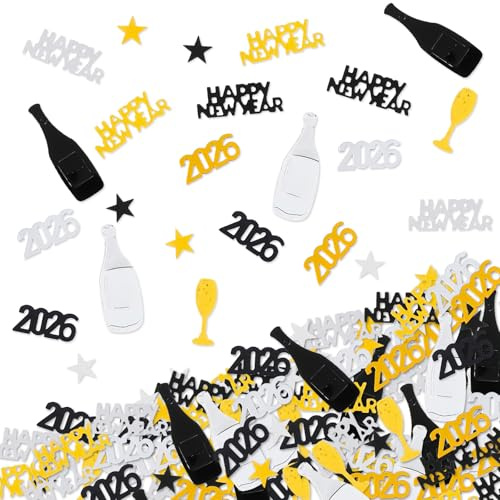 Happy New Year 2024 Konfetti, Happy Years Eve Deko 2024, Happy New Year Tischkonfetti, Tischdeko, Silvester Party zum Feiern Konfetti Weihnachten Deko Pailletten