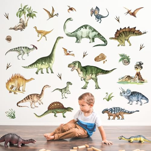 decalmile Wandtattoo Dinosaurier Jurassic World Wandaufkleber Dino Tiere Kinder Wandsticker Junge Wohnzimmer Schlafzimmer Kinderzimmer Wanddeko