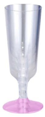 TEKHOME Calice spumante flute champagne con base colorata da 150 ml Basta inserirli nel gambo mediante il veloce e pratico incastro ed il gioco è fatto (36, ROSA)