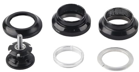 Headset Bearings, Risk Aluminum Alloy 34mm Bicycle Bike Headset for 8.6mm Straight Steerer Fork Bearing Head Tube (Black)