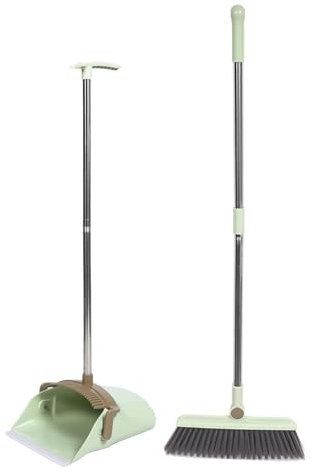 Balai sur pied et pelle à poussière - Ensemble de balayette et pelle à poussière - Kit combiné - Balai efficace avec long manche - Pelle à poussière pour bureau, maison, hall, chambre