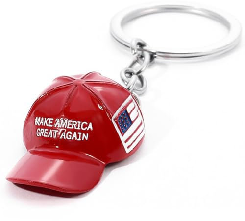 Fiorky Porte-clés pour casquette de baseball Trump Red Hat Make America Great Again Porte-clés pour chapeau présidentiel Accessoires compacts républicains – Cadeau Trump pour clés de maison