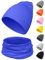 Kiiwah Kinder Beanie Mütze und Loop Schal Set, Weiche Baumwolle Warme Strickmützen und Schals für Baby Herbst Winter Frühling(Blau)