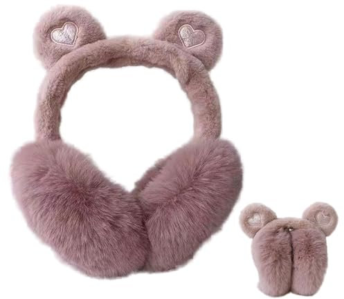 LdawyDE Cache Oreille Femme, Cache-Oreilles Femme Chauds en Peluche dhiver Enfants Filles Oreilles dours Mignones Cache-Oreilles Pliables Cache Oreilles Coupe-Vent dhiver