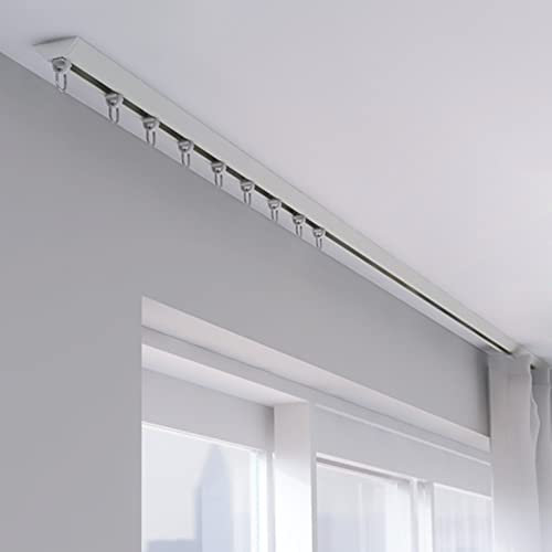 Deckenschiene für Vorhänge, Raumteiler, Gardinenstange, 1 m, 2 m, 4 m, Aluminium-Vorhangschienen, Wohnzimmer, Schlafzimmer, Schrank, Wohnmobil, Camper, Nero, 3 m