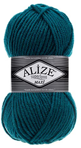 Strickgarn Strickwolle Superlana Maxi 100g 25% Wolle Wintergarn Winterwolle, 50 Farben, Farbe:212 petrol