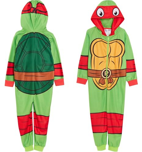 TEENAGE MUTANT NINJA Tuta intera per bambini con tartarughe di Raffaello, pigiama in pile con stampa posteriore rossa Ninja