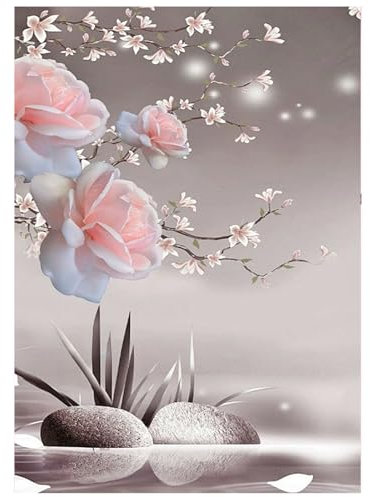 SHEGZHUC Diamond Painting Blumen Orchideen 30x40cm Diamant Painting Bilder Erwachsene Orchideen Diamond Painting Lotusblume Zen Diamant Malerei Kunst Stickerei Kreuzstich Bilder Geschenk Wand Dekor