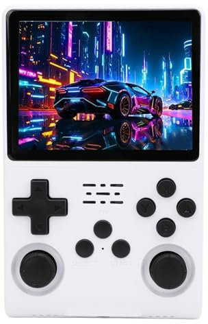 Consola de Juegos Portátil Retro, para Juegos de un Jugador Consola de Videojuegos Portátil Pantalla IPS 640x480 de 3,5 Pulgadas, 30000 Juegos Integrados 45 Emuladores (White)