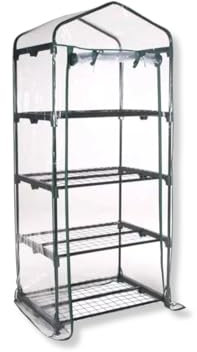 OWIJI Serra 4 Ripiani Acciaio Verniciato Telo Trasparente PVC Porta Avvolgibile 69 x 49 x 158 cm Giardino Terrazzo Balcone Coltivazione Giardinaggio Piante Impermeabile