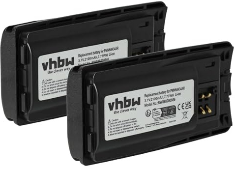 vhbw 2X Akku Ersatz für Motorola PMLN6394A | PMLN6394, MNN4453AR, PMNN4434, PMNN4434A für Funkgerät, Walkie Talkie (2100 mAh, 3,7 V, Li-Ion)