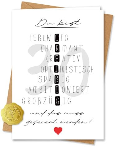 Vielucks Besondere Geburtstagskarte 30 Jahre Mann Frau Inkl. Umschlag und Aufkleber, Lustig Geburtstag Geschenk für 30 Geburtstag Frauen Männer, Rätselkarte 30. Geburtstag Mann Frau (30 Jahre)