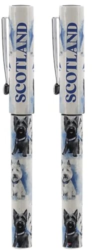 I LUV LTD Rollerball Pen Black Ink with Scottie Dogs Design & Pocket Clip Set of 2