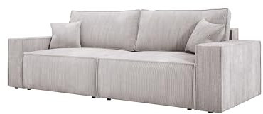 DomoHome Universelles Ecksofa Kasjo Mit Schlaffunktion Und Bettkasten Weicher Cordstoff Flexibel Stellbar Linkes Layout Schlaffläche: 205x135cm Größe: 245x90x83 cm Farbe: Schmutziges Beige