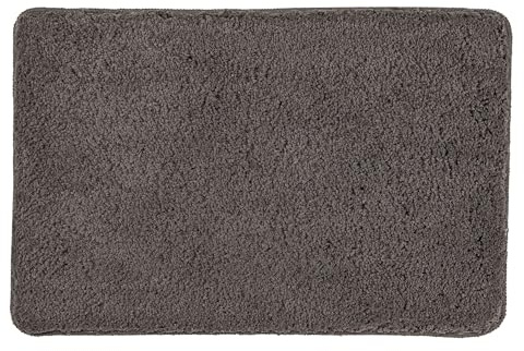 Kleine Wolke Badteppich Scott Schiefer 50 x 70 cm | OEKO-TEX zertifiziert, rutschhemmende Unterseite, für Fußbodenheizung, maschinenwaschbar, 100% Polyester