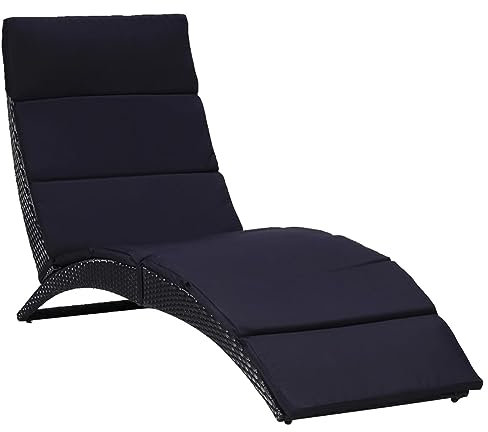 Xichuzi Sonnenliege mit Auflage Poly Rattan Schwarz, Gartenliege, Liegestuhl, Sonnenstuhl, Sonneninsel Outdoor, Liegen, Gartenmöbel, Bäderliege, Relaxliege - 46539