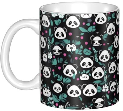 YYHHAOFA Panda cute face Prints mug ceramic Mugs for cappuccino, latte, cereal, yogurt, milk, hot or cold drinks Micro-wave oven