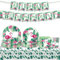 Vaisselle de fête hawaïenne en feuilles de palmier et flamant rose - Bannière sur le thème du flamant rose - Assiettes en carton - Serviettes de table - Décoration de table tropicale pour 10 invités
