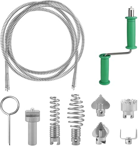 Rzspher Spirale de nettoyage de tuyau 3M en spirale de 12 mm avec 6 déboucheurs en spirale pour toilettes, canalisations, baignoire