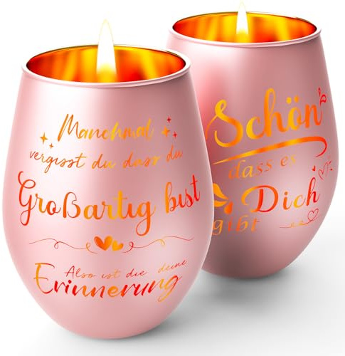 Geschenke für Frauen Weihnachten, Personalisierte Dankeschön Geschenke, Geburtstagsgeschenk für Frauen, Geschenk Mama Freundin, Windlicht mit Gravur Teelichthalter (Rosengold)