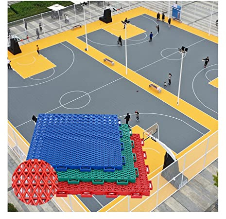 AYCDL Floor Tiles Outdoor Basketball Court Modular Interlocking Floor Tiles, Weatherproof Large Plastic Splice Floor Sports Mat,Grey-1PCS