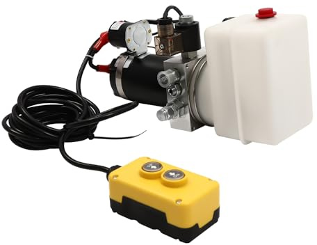 Hydraulikzylinder, Hydraulikpumpe Anhänger, Hydraulikaggregat 12V – Robust, Hydraulikpumpe Elektrisch für Kipper AufzüGe, Gabelstapler, Kompakt, Leicht zu Installieren
