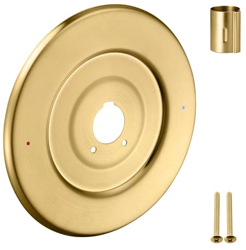 Shower Handle Cover Plate Brushed Gold for Single Handle Tub and Shower Faucets Rosette Replacement for Moen 16090 Chateau Collection