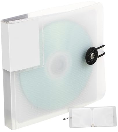 ROMISBABA Custodia CD Dvd Trasparente Bianca Posti Organizer Rigido in Leggero con Chiusura Fibbia Portadischi Compatto per Viaggi e Casa Custodia Portatile per Archiviazione Disco