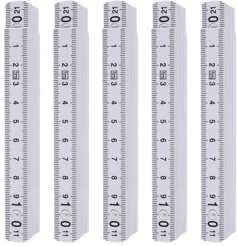 5 Stück Zollstock 1 Meter Gliedermaßstab aus Kunststoff mit 10 Glieder | Skalierbar, für Tischler, Maurer, Baustellen und Heimwerkerprojekte - Extra Bruchsicher