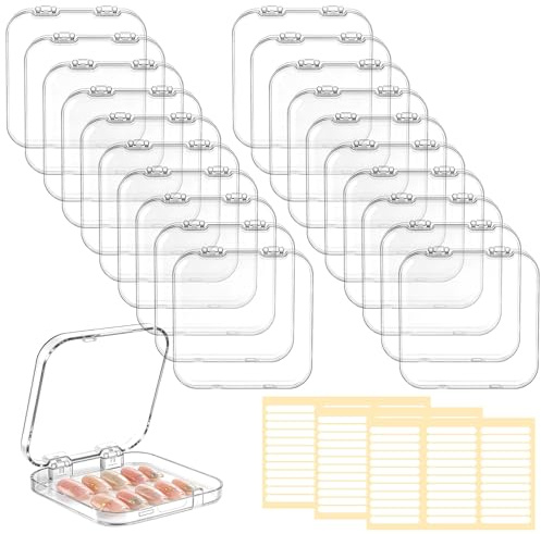 20 Pcs Clear Press On Nail Storage Boxes 2.6x2.6 in False Nail Display Case