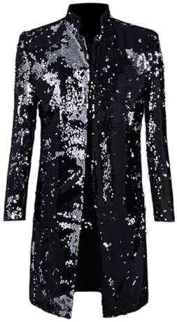 Genérico Glänzende Jacke für Herren, Party, lässig, Hochzeit, Blazer mit Glitzer, sportlicher Blazer für Tanz, Smokingjacke mit Pailletten, glitzernder Anzug