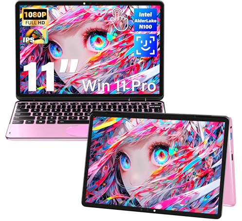Svikou 27,9 cm (11 Zoll) rosa 2-in-1 Convertible Touchscreen Laptop für Studenten & Reisen