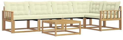 vidaXL Outdoor-Sofagarnitur 6 pcs Weiß und Creme, Garten-Sofa, modernes Outdoor-Sofa, langlebige Terrasse, Chill-Lounge, stilvolle Komfort-Einheit zum Entspannen