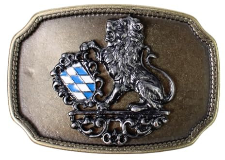 FRONHOFER Trachten Gürtelschnalle Bayern Messing Buckle 40 mm, 4 cm Bayerisches Wappen Löwe Schnalle,18208, Größe:One Size, Farbe:Messing