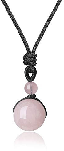 COAI Pendentif Rond Collier Ajustable Quartz Rose Homme Femme