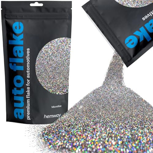 Hemway Premium Automotive Glitter Flake Paint Additive - Gun Metal Grey Holographic | Microfine Metal Flakes for Car, Truck, RV, Motorbike & Boat Decoration | Mix with Auto Paint | 100 g