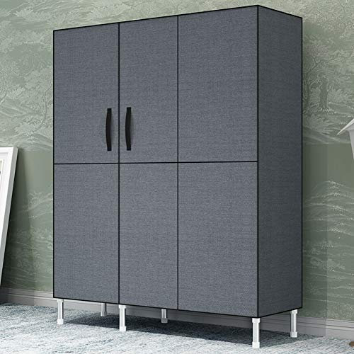 Campingschrank Stoffkleiderschrank mit Kleiderstange(belastbar bis 25 kg), Garderobenschrank Campingschrank für Kleidung, Spielzeug, Schuhe & Bücher - Dunkelgrau 125x45x175cm