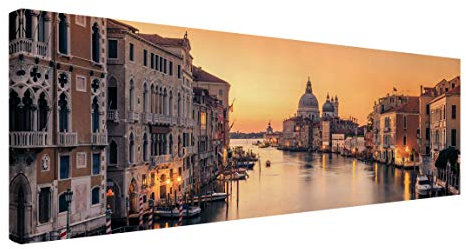 Leinwandbild - Goldenes Venedig Panorama Bild auf Leinwand 50x150 cm