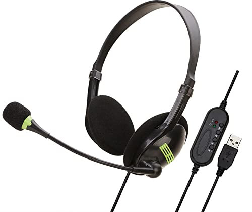 Camidy On Ear Headset with Microphone,Over Ear Headphone with Mic Switch Volume Control for Call Center Office Computer USB 3.5mm Jack Desktop Clearer Voice Earphone