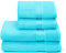 GLAMBURG Ultra Soft 4er-Pack Handtuch-Set, Baumwolle, enthält 2 übergroße Badetücher 70 x 140 cm, 2 Handtücher 50 x 90 cm, für den täglichen Gebrauch, kompakt und leicht — Türkis Blau