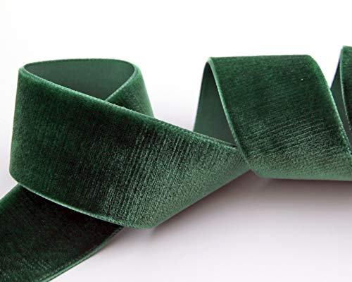 3 m x 36 mm Samtband DUNKELGRÜN Tannengrün (621 bottle) Dekoband Velour Grün einseitig Samt festkantig Velvet Ribbon zum nähen dekorieren